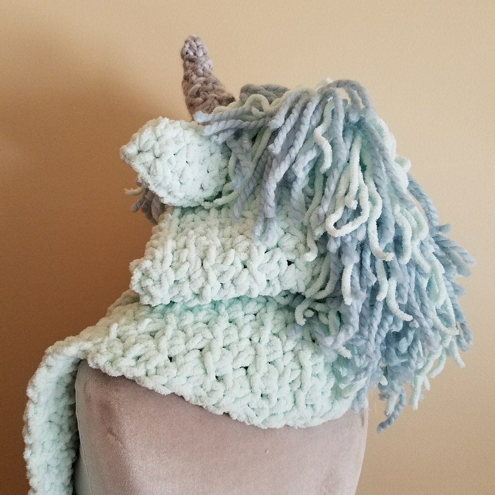 Custom Made Unicorn Hood Scarf Combo Poncho Child - Picture 3 of 5